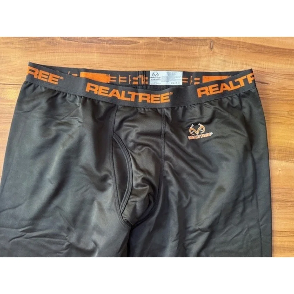 Realtree Mens XL Black Base Layer Pants Thermal‎ Hunting Outdoors Fleece Lined